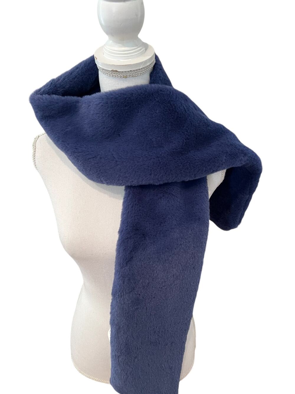 Dana Herbert Fuzzy Faux Fur Oblong Scarf Periwinkle Blue